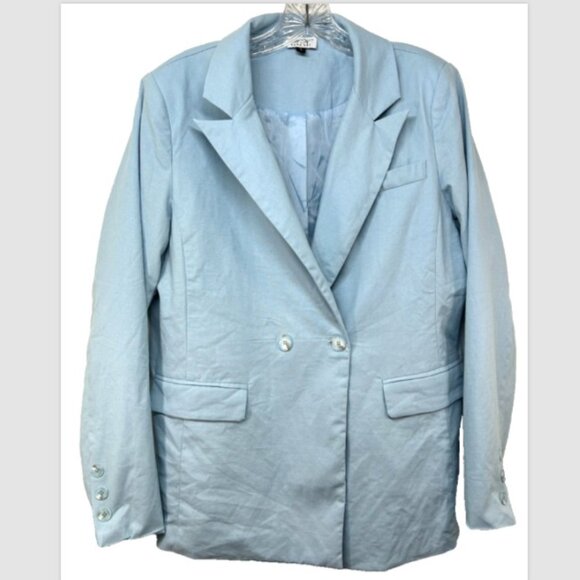 Anna Kay ladies blazer large blue suit jacket double breasted capsule minimalist - Picture 12 of 12